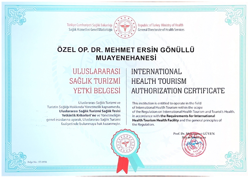 International Health Tourism Authorization Certificate - Republic of Turkey Ministry of Health